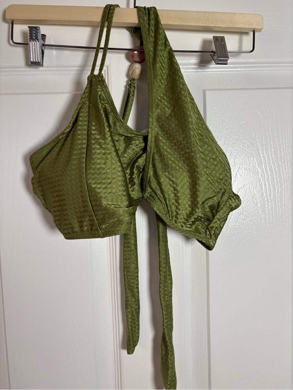 Cupshe Olive Green Textured bikini top